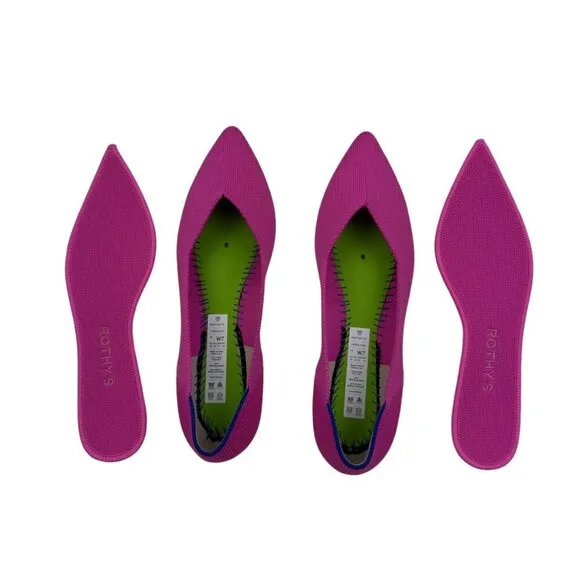 Rothy's The Point in Dragon Fruit Barbie(Pink) Flat Comfort Shoes Women's Size 7