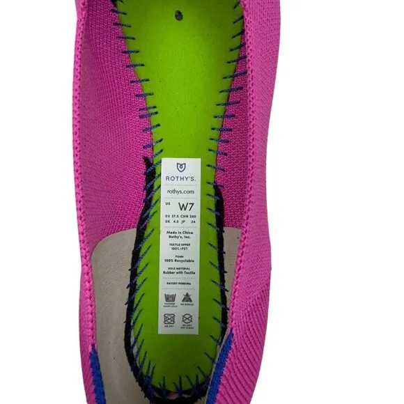 Rothy's The Point in Dragon Fruit Barbie(Pink) Flat Comfort Shoes Women's Size 7