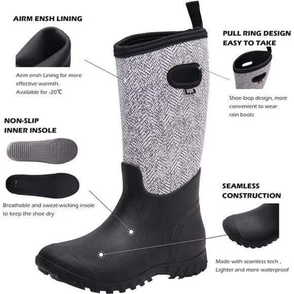 Rubber Rain Boots - Outdoor Hunting Snow Boots, Herringbone