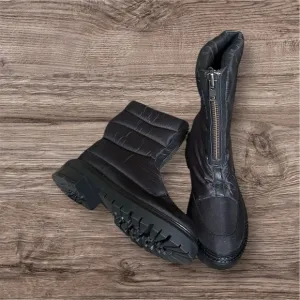 Rugged Black Winter Boots with Thick Sole