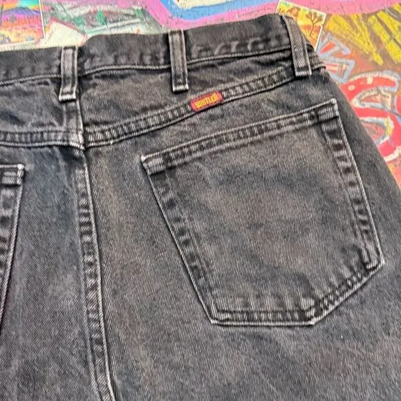 Rustler Y2K Black Denim Jeans 34x30 Straight Leg Classic Fit Made in Nicaragua