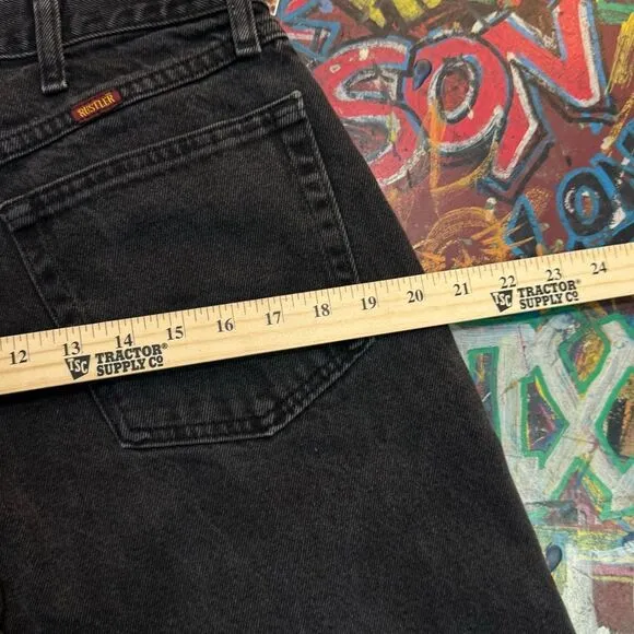 Rustler Y2K Black Denim Jeans 34x30 Straight Leg Classic Fit Made in Nicaragua