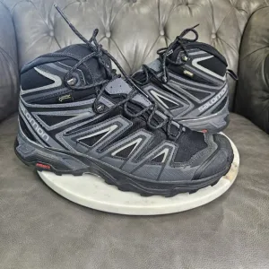 Salomon Black Gray X Ultra Gore-Tex Hiking Trail Boots Mens Size 10