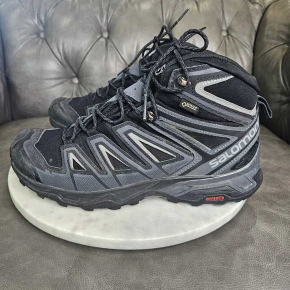 Salomon Black Gray X Ultra Gore-Tex Hiking Trail Boots Mens Size 10