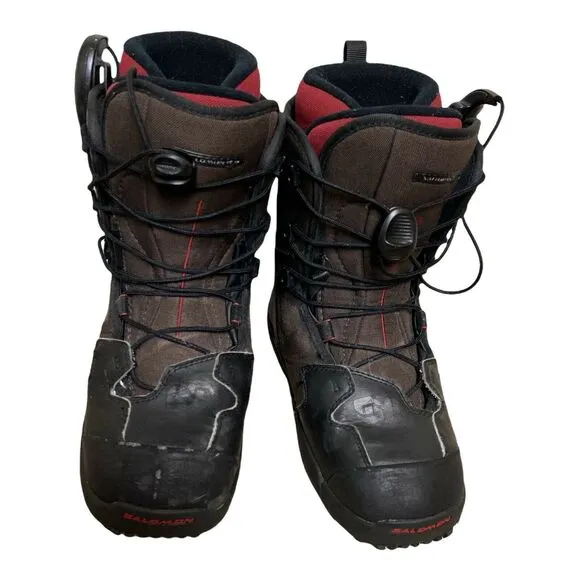 SALOMON Kamooks Snowboard Boots Shoes Black Red 24.5 Men's 6