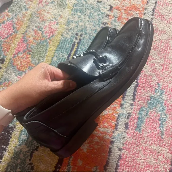 Salvatore Ferragamo Black Leather Loafers men’s size 8.5 D