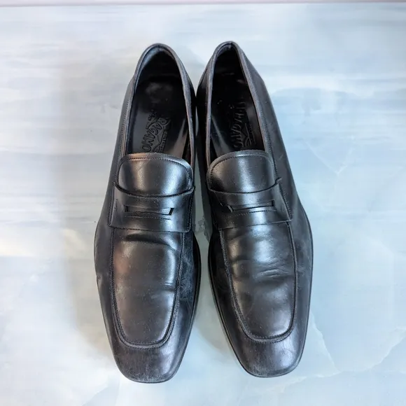 Salvatore Ferragamo black leather shoes, loafers
