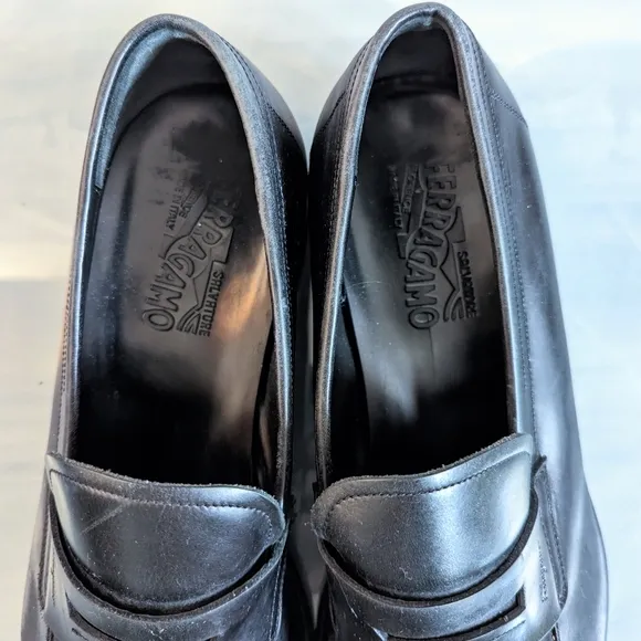Salvatore Ferragamo black leather shoes, loafers