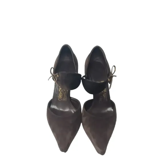 Salvatore Ferragamo Brigida Brown Suede  Stiletto Dress Pump 5.5 B