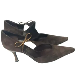 Salvatore Ferragamo Brigida Brown Suede  Stiletto Dress Pump 5.5 B