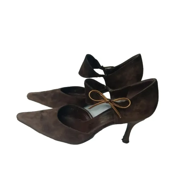 Salvatore Ferragamo Brigida Brown Suede  Stiletto Dress Pump 5.5 B