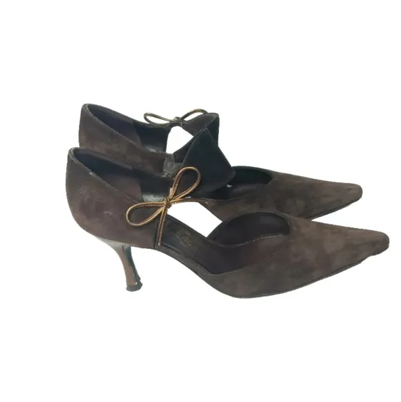 Salvatore Ferragamo Brigida Brown Suede  Stiletto Dress Pump 5.5 B