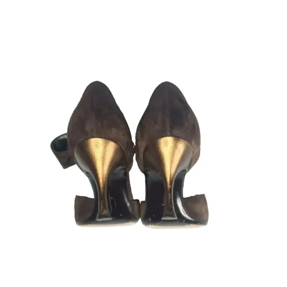 Salvatore Ferragamo Brigida Brown Suede  Stiletto Dress Pump 5.5 B