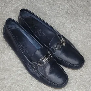 Salvatore ferragamo Ganachi navy leather driving loafers/shoes size 7