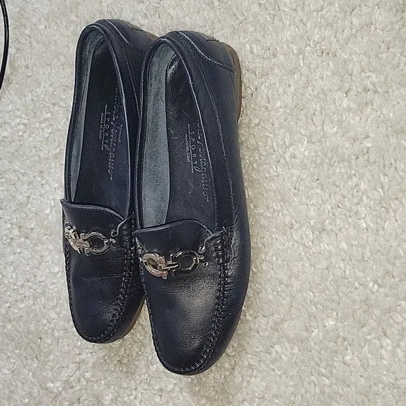 Salvatore ferragamo Ganachi navy leather driving loafers/shoes size 7