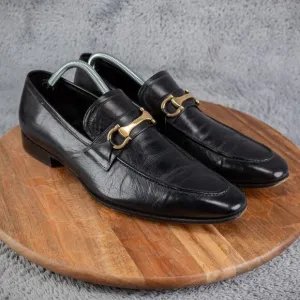 Salvatore Ferragamo Horse-Bit Men Dress Shoes Loafers Black Leather US 10.5 D