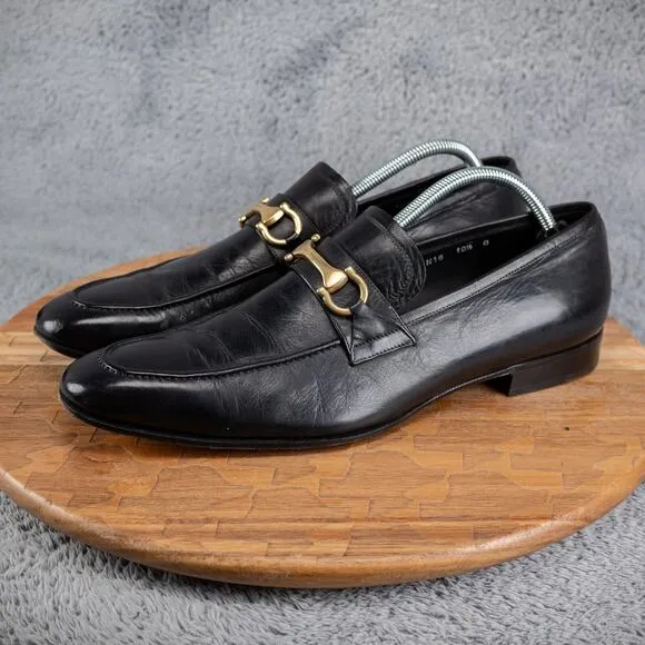 Salvatore Ferragamo Horse-Bit Men Dress Shoes Loafers Black Leather US 10.5 D