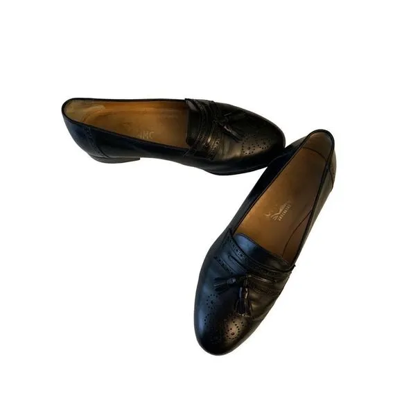 Salvatore Ferragamo leather tassel loafers dress shoes black women's size 8