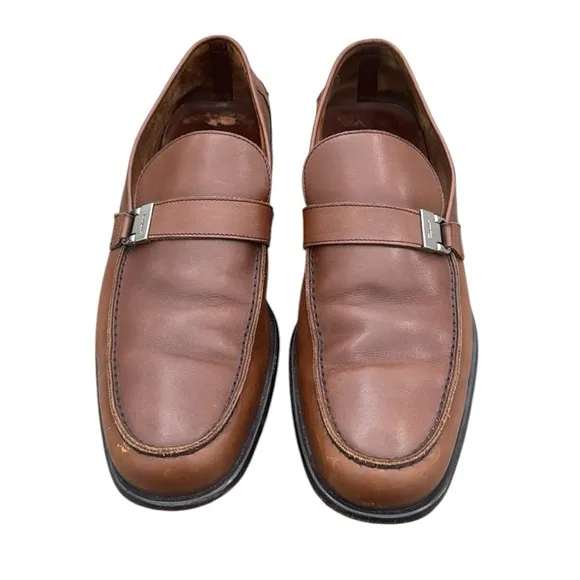 Salvatore Ferragamo mens brown Leather Dress Loafers Sz 10 1/2