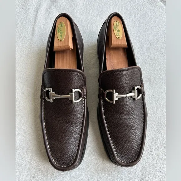 Salvatore Ferragamo Mens MAGNIFICO Gancini Bit Dress Shoes Loafers 10 D