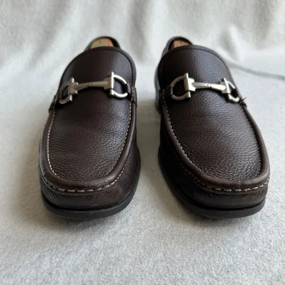 Salvatore Ferragamo Mens MAGNIFICO Gancini Bit Dress Shoes Loafers 10 D