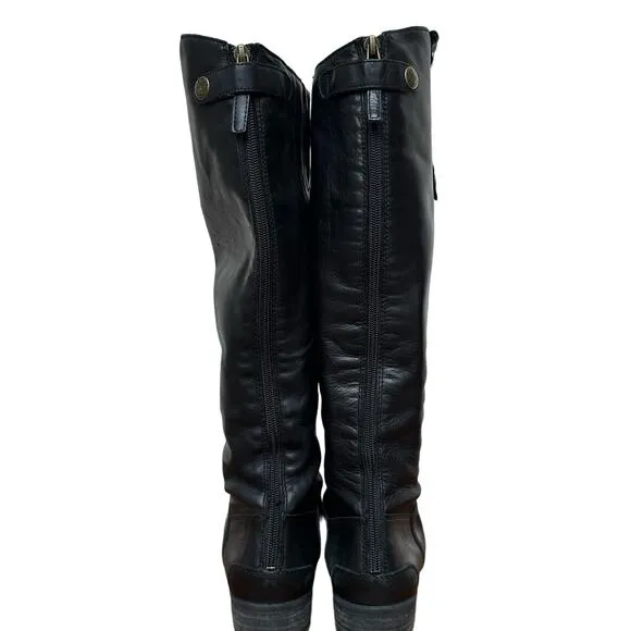 Sam Edelman Black Leather Knee-High Riding Boots - Women’s Size 8M