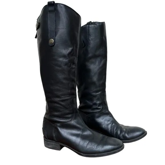 Sam Edelman Black Leather Knee-High Riding Boots - Women’s Size 8M