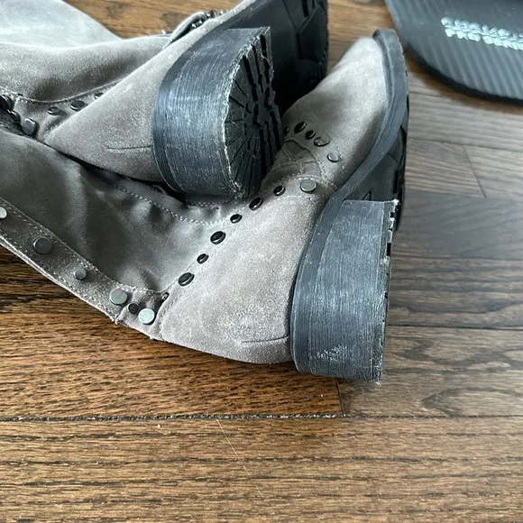 Sam Edelman Deryn Extra Rugged Distressed Discolored Studded Moto Suede Boots