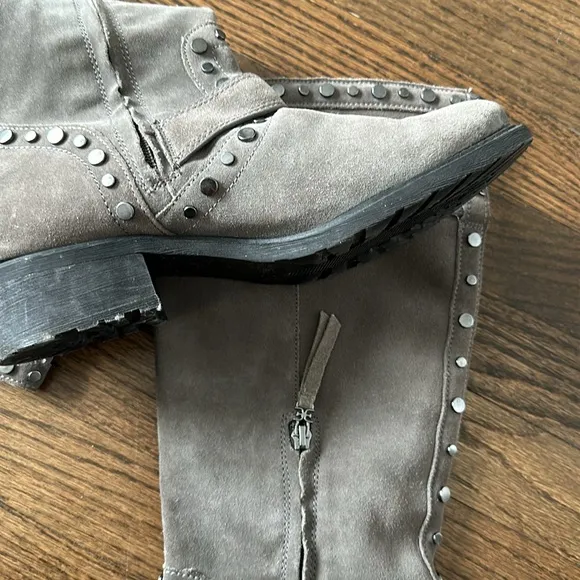Sam Edelman Deryn Extra Rugged Distressed Discolored Studded Moto Suede Boots