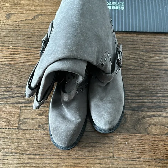 Sam Edelman Deryn Extra Rugged Distressed Discolored Studded Moto Suede Boots