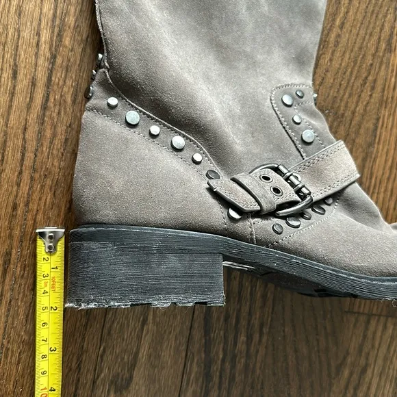 Sam Edelman Deryn Extra Rugged Distressed Discolored Studded Moto Suede Boots