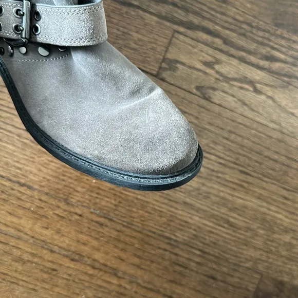 Sam Edelman Deryn Extra Rugged Distressed Discolored Studded Moto Suede Boots