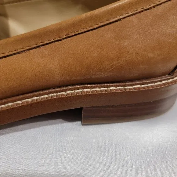 Sam Edelman Loafers Women's Leather Sz 9.5 Slip On Shoes Tan Fringe Gold