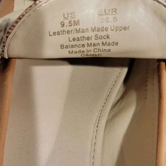 Sam Edelman Loafers Women's Leather Sz 9.5 Slip On Shoes Tan Fringe Gold