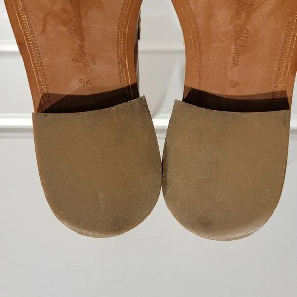 Sam Edelman Loafers Women's Leather Sz 9.5 Slip On Shoes Tan Fringe Gold
