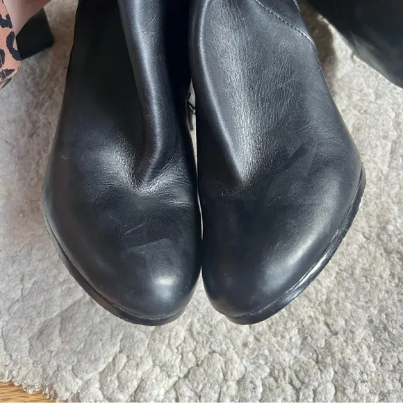 Sam Edelman Seraphina Rounded Toe Tall Black Leather High Heeled Boots Size 9.5