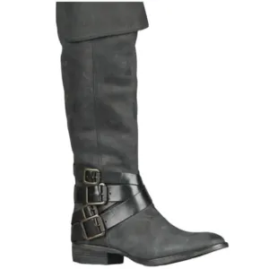 Sam Edelman Washed Black Pia Tall Nubuck Leather Riding Boots