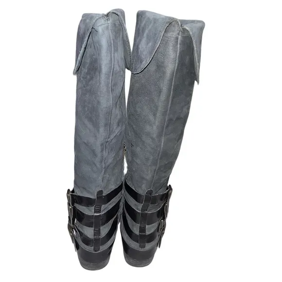 Sam Edelman Washed Black Pia Tall Nubuck Leather Riding Boots