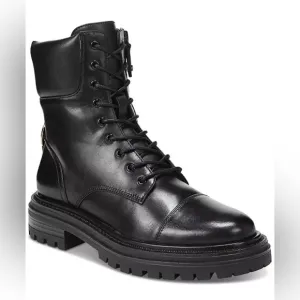 Sam Edelman Women's Aleia Lace-Up Combat Boots Black Leather Size 6M