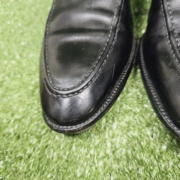 Santoni Black Leather Penny Loafers Slip On Dress Shoes Mens US 10 Made in Italy