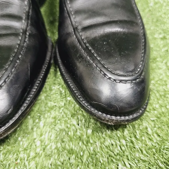 Santoni Black Leather Penny Loafers Slip On Dress Shoes Mens US 10 Made in Italy