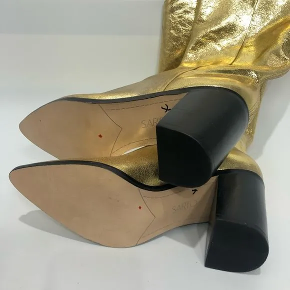 Sarto By Franco Sarto Ticada Knee High Boot Gold Metallic Shoes Size US 6.5