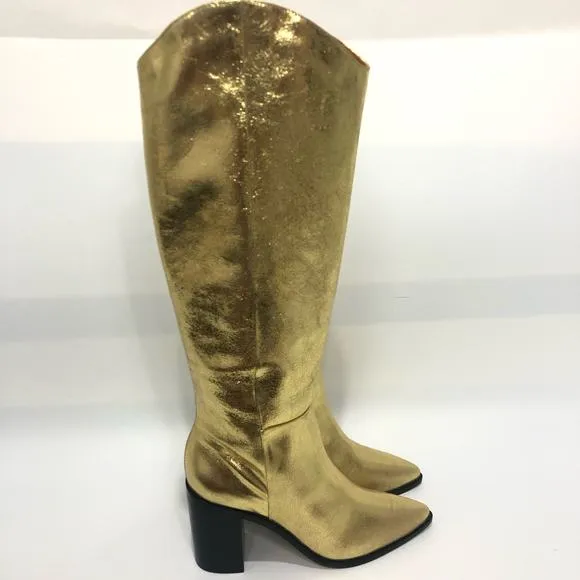 Sarto By Franco Sarto Ticada Knee High Boot Gold Metallic Shoes Size US 6.5
