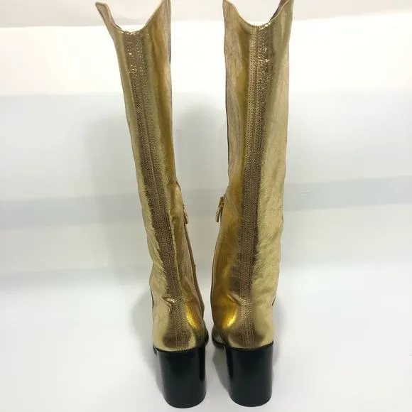 Sarto By Franco Sarto Ticada Knee High Boot Gold Metallic Shoes Size US 6.5