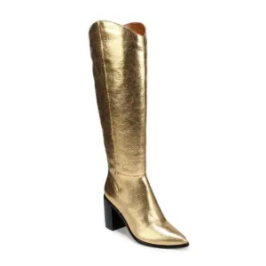 Sarto By Franco Sarto Ticada Knee High Boot Gold Metallic Shoes Size US 6.5