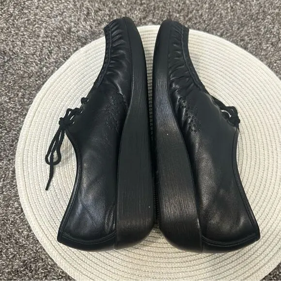 SAS Bounce Comfort Wedge Black Leather Handsewn Walking Shoes Women Sz 11M