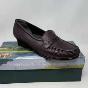SAS Easier Comfort Wedge Loafers Womens 11 M Antique Wine Leather Slip On Shoes