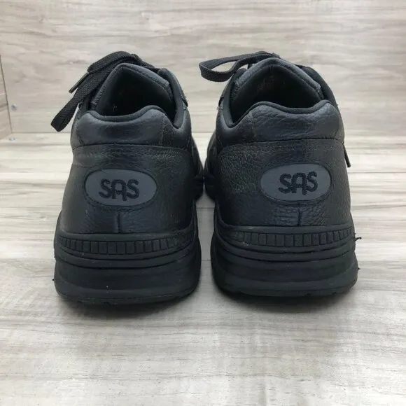 SAS Shoes Mens 10.5W Black Leather Lace Up Comfort Sneakers