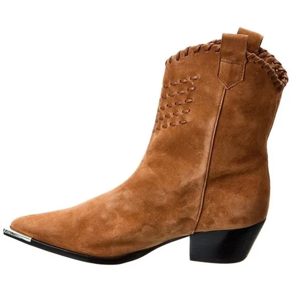 Schutz Alexxa Western Cowboy Style Suede Brown Boot Size 7.5B