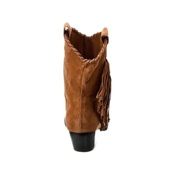 Schutz Alexxa Western Cowboy Style Suede Brown Boot Size 7.5B